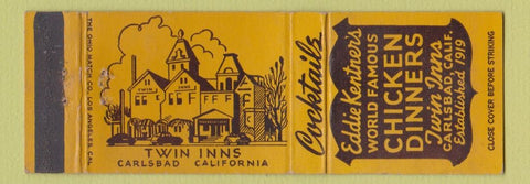 Matchbook Cover - Eddie Kentner's Restaurant Carlsbad CA