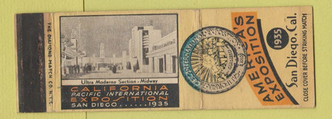 Matchbook Cover - America's Expsotion San Diego CA 1935 WEAR