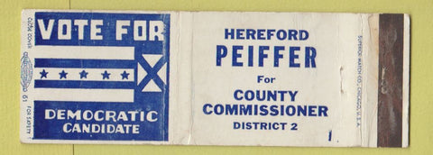 Matchbook Cover - Herefford Peiffer County Commissioner Election WEAR
