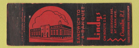 Matchbook Cover - Lindy's Restaurant Cranston RI WEAR