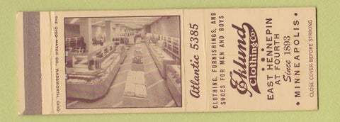Matchbook Cover - Eklund Clothing Minneapolis MN