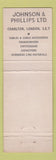 Matchbook Cover - J&P Switch Gear Johnson Phillips UK England
