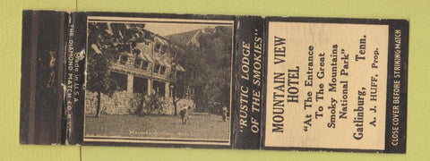 Matchbook Cover - Mountain View Hotel Gatlinburg TN