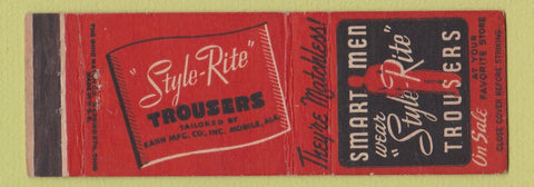 Matchbook Cover - Style Rite Men's Clothes Mobile AL