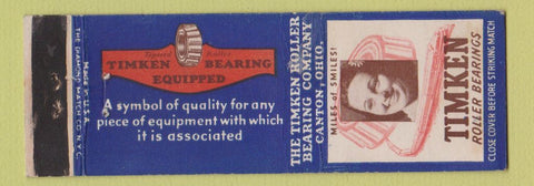 Matchbook Cover - Timken Roller Bearings Canton OH