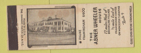 Matchbook Cover - Abner Wheeler House Framingham MA WEAR