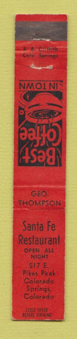 Matchbook Cover - Sante Fe Restaurant Colorado Springs WEAR 10 Strike