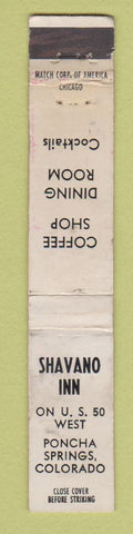 Matchbook Cover - Shavano Inn Poncha Springs Colorado WEAR 10 Strike