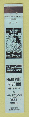 Matchbook Cover - Maid Rite Drive Inn Colorado Springs 10 Strike