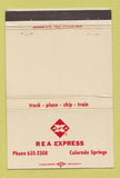 Matchbook Cover - REA Express Trucking Shipping Colorado Springs 40 Strike