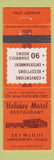 Matchbook Cover - Holiday Motel Hawkesbury ON