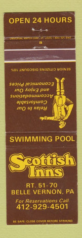 Matchbook Cover - Scottish Inns Belle Vernon PA WEAR