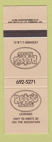 Matchbook Cover - Pete's Place Canada