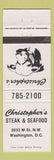 Matchbook Cover - Christopher's Steak House Washington DC