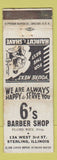 Matchbook Cover - 6's Barber Shop Sterling IL WORN