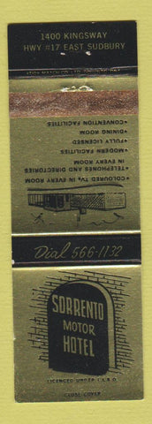 Matchbook Cover - Sorrento Motor Hotel Sudbury ON WORN