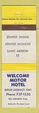 Matchbook Cover - Welcome Motor Hotel Sioux Lookout ON