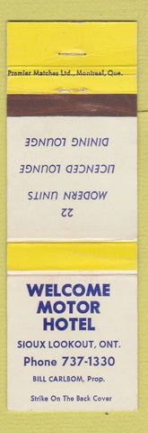 Matchbook Cover - Welcome Motor Hotel Sioux Lookout ON