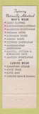 Matchbook Cover - Eklund Clothing Company Minneapolis MN
