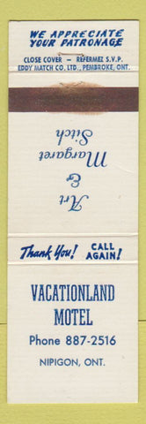 Matchbook Cover - Vactionland Motel Nipigon ON WEAR