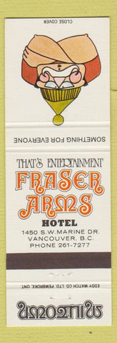 Matchbook Cover - Fraser Arms Hotel Vancouver BC Milltown