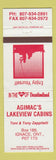 Matchbook Cover - Agimac's Lakeview Cabins Ignace ON