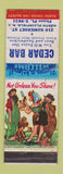 Matchbook Cover - Cedar Bar North Plainfield NJ hillbilly WEAR