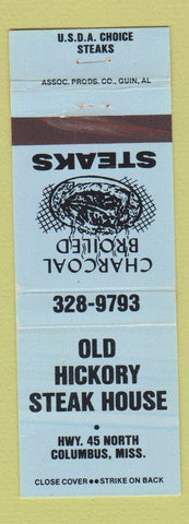 Matchbook Cover - Old Hickory Steak House Columbus MS BLUE