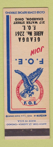 Matchbook Cover - Eagles Club Chardon OH