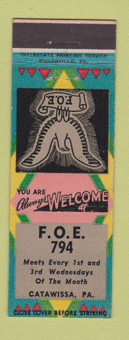Matchbook Cover - Eagles Club Catawissa PA