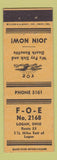 Matchbook Cover - Eagles Club Logan OH