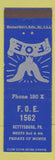 Matchbook Cover - Eagles Club Gettysburg PA
