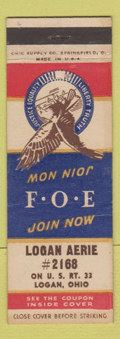 Matchbook Cover - Eagles Club Logan OH