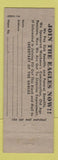 Matchbook Cover - Eagles Club Logan OH