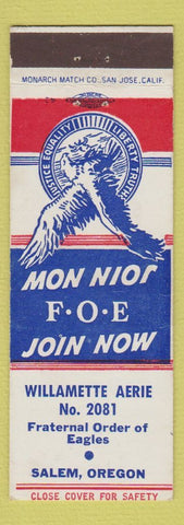 Matchbook Cover - Eagles Club Salem OR
