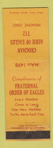 Matchbook Cover - Eagles Club Fremont OH