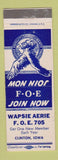 Matchbook Cover - Eagles Club Clinton IA