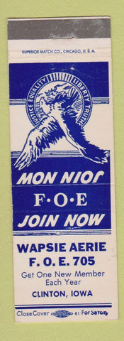Matchbook Cover - Eagles Club Clinton IA