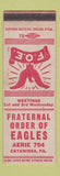 Matchbook Cover - Eagles Club Catawissa PA WHITE
