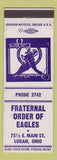Matchbook Cover - Eagles Club Logan OH