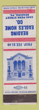 Matchbook Cover - Eagles Club Reading PA