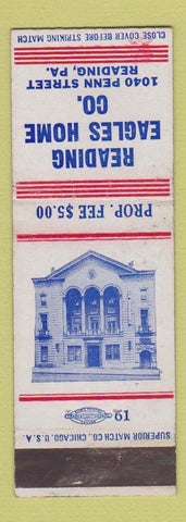 Matchbook Cover - Eagles Club Reading PA