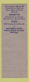 Matchbook Cover - Eagles Club Reading PA