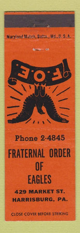 Matchbook Cover - Eagles Club Harrisburg PA
