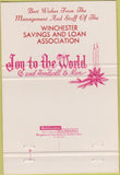 Matchbook Cover - Winchester Savings Loan 40 Strike
