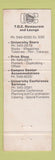 Matchbook Cover Murray Lincoln Campus Center University Massachusetts Amherst MA