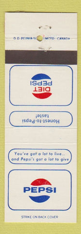 Matchbook Cover - Pepsi Soda Cola Diet Pepsi Canada WORN BACK