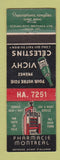 Matchbook Cover - Vichy Celestins Drink Pharmacy Drug Montreal QC