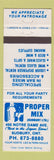 Matchbook Cover - Proper Mix Drink Beer Wine Making Supply Sudbury ON