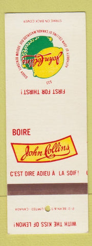 Matchbook Cover - John Collins Soda? Drink Canada SAMPLE